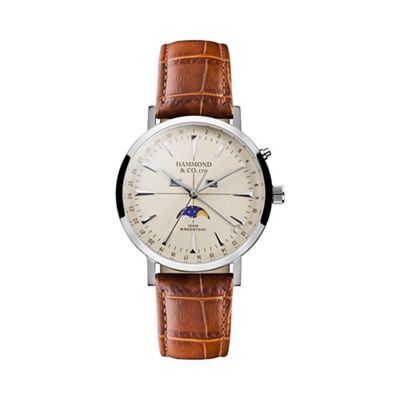 Men's watch with tan leather strap